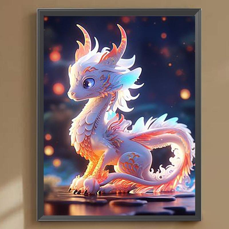 Dragon Design 5D Diamond Arts Colorful Painting Kit, Paint by Numbers DIY Diamond Arts Colorful Painting Kit without Frame, Wall Art Crafts for Home Decor