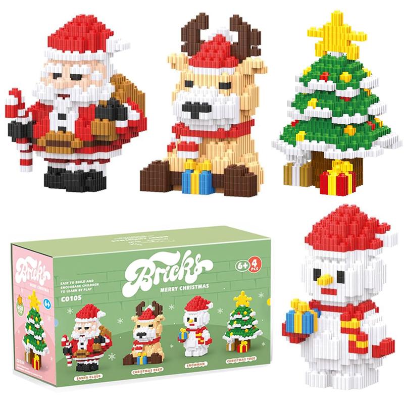 2024 Christmas Block Set - Christmas Stacking Toys - Miniature Blocks - Santa Claus - Christmas Tree - Elk - Snowman - For Ages 6+