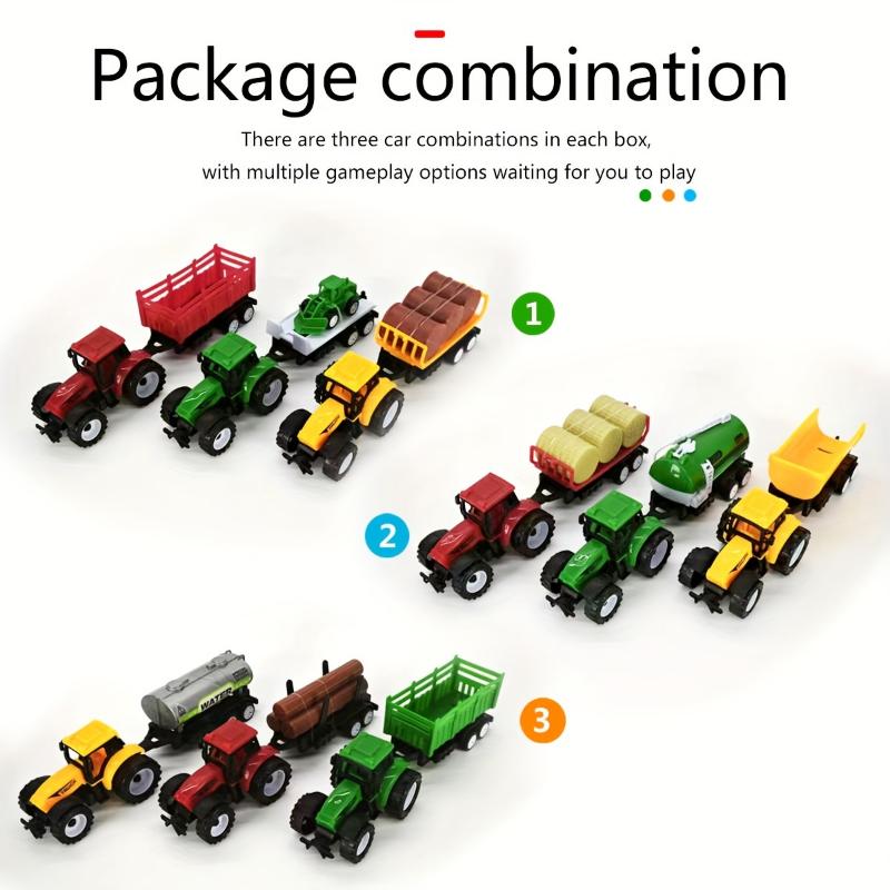 3-in-1 Tractor Combination Set Simulation Toy Car Model with Gift Box Packaging