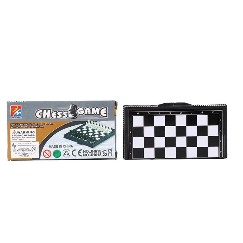 Mini Magnetic Chess Set Folding Magnetic Plastic Chessboard Board Game Portable Kid Education Toy Portable Outdoor Strategy Game Tabletop Mini  Game Set