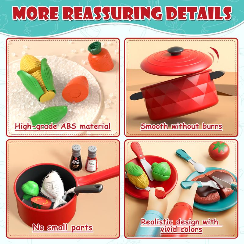 Play Kitchen Accessories for Kids, Play Food Sets for Kids，Kitchen Playset with Pots and Pans Set，Preschool Learning Education Toys，Kitchen Playset，Pretend Cooking Play, Kithchen Cooking Toy, Back to School Gifts playset