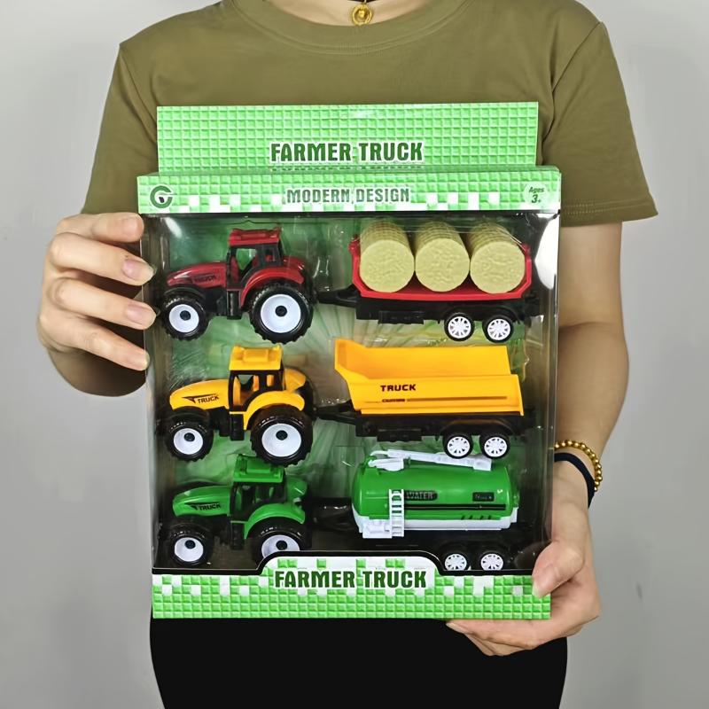 3-in-1 Tractor Combination Set Simulation Toy Car Model with Gift Box Packaging