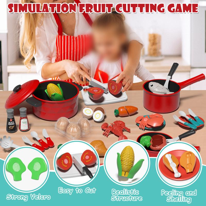 Play Kitchen Accessories for Kids, Play Food Sets for Kids，Kitchen Playset with Pots and Pans Set，Preschool Learning Education Toys，Kitchen Playset，Pretend Cooking Play, Kithchen Cooking Toy, Back to School Gifts playset