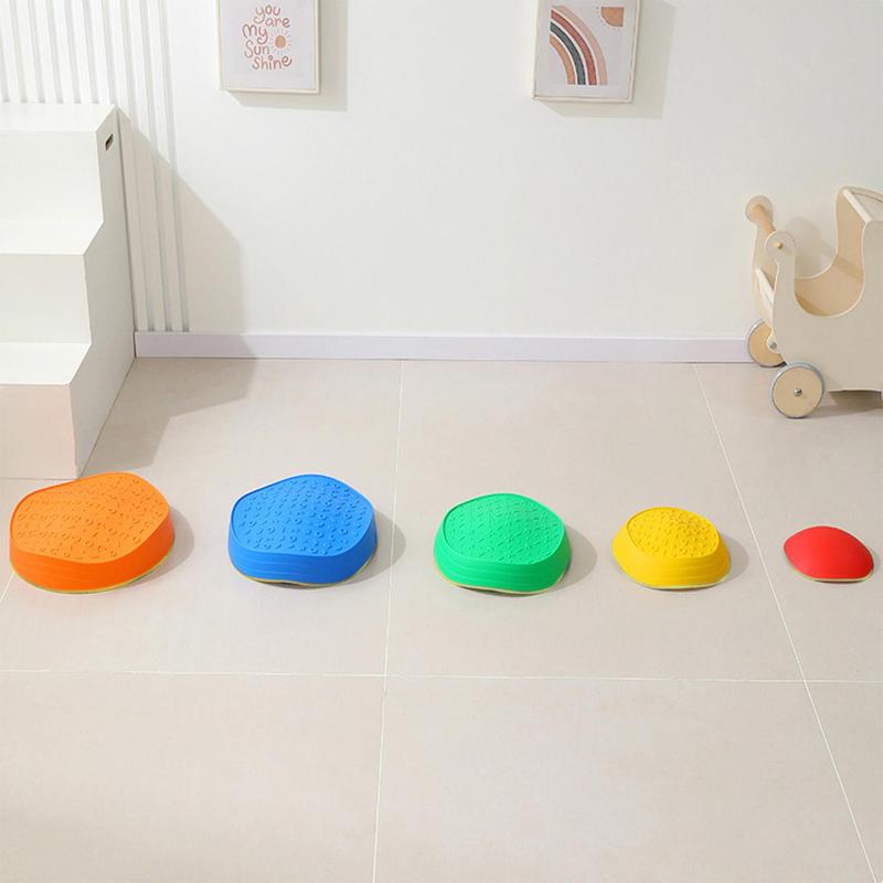 Colorful Balance Training Stepping Stone, 5 Counts set Non-slip Textured Surface & Edged Design Balance Board, Indoor & Outdoor Obstacle Course Toy