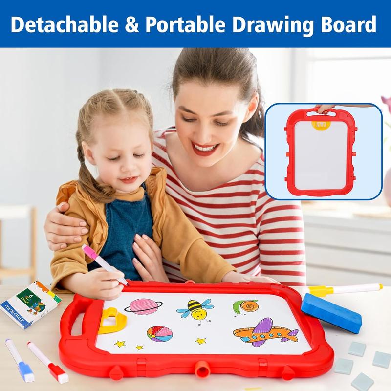 Kids Easel for Toddlers Age 2-4 Art Magnetic White Board & Chalkboard Double Side Adjustable Stand Drawing Writing with Flash Cards Learning Educational Toy for 2 3 4 Year Boys Girl Birthday Gifts