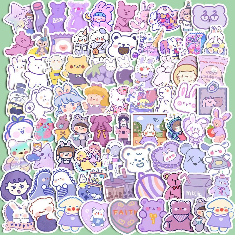 90pcs Cute Cartoon Sticker, Scrapbooking & Journal Making Material Paper, DIY Decorative Sticker For Stationery Computer Water Bottle