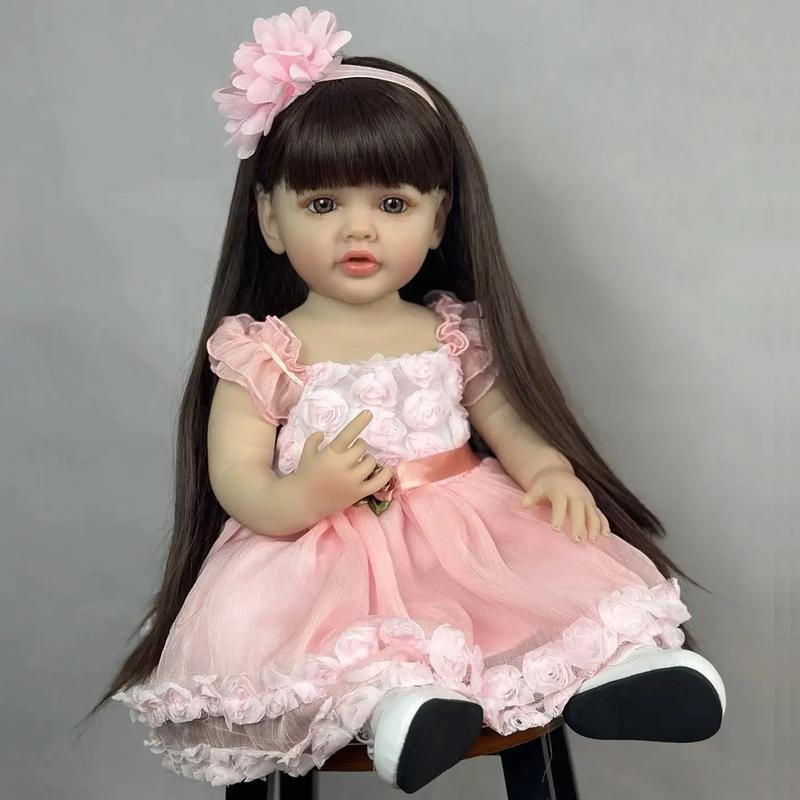 55cm Full Body Soft Silicone Doll, 22in Princess Newborn Lifelike Art Toy, Christmas Gift