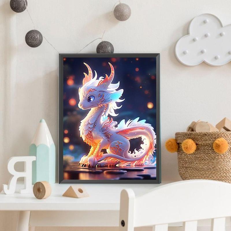 Dragon Design 5D Diamond Arts Colorful Painting Kit, Paint by Numbers DIY Diamond Arts Colorful Painting Kit without Frame, Wall Art Crafts for Home Decor