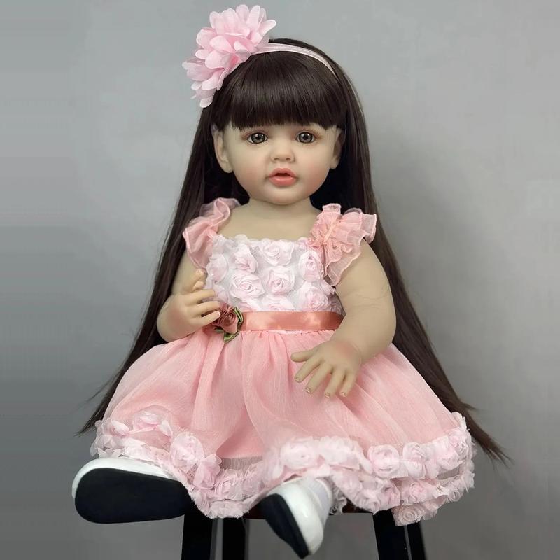 55cm Full Body Soft Silicone Doll, 22in Princess Newborn Lifelike Art Toy, Christmas Gift