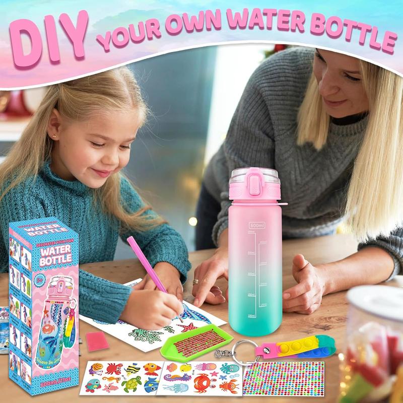 EDsportshouse Decorate Your Own Water Bottle Kits for Girls Age 4-6-8-10,Unicorn Painting Crafts,Fun Arts and Crafts Gifts Toys for Girls Birthday Christmas(Unicorn)