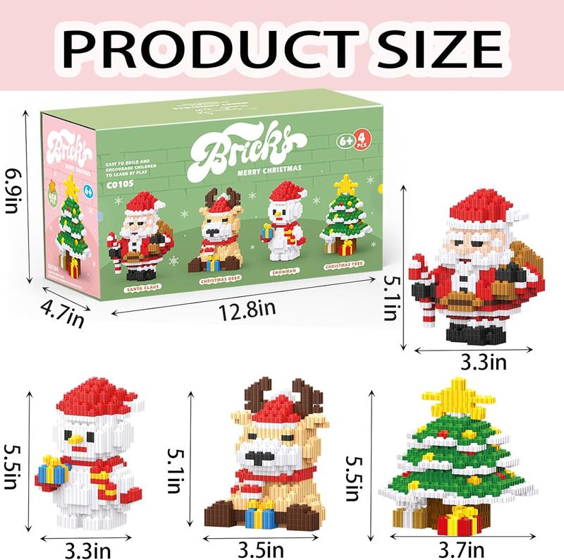 2024 Christmas Block Set - Christmas Stacking Toys - Miniature Blocks - Santa Claus - Christmas Tree - Elk - Snowman - For Ages 6+