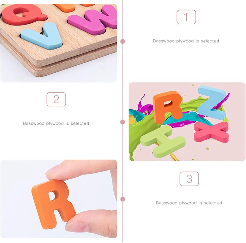 Wooden Puzzles for Toddlers, 3pack Alphabet Shape Puzzles for Kids 3 Wooden Montessori Toddler Puzzles Wooden Alphabet Number Shape Puzzles for Kids 3 Years Old Boys & Girls