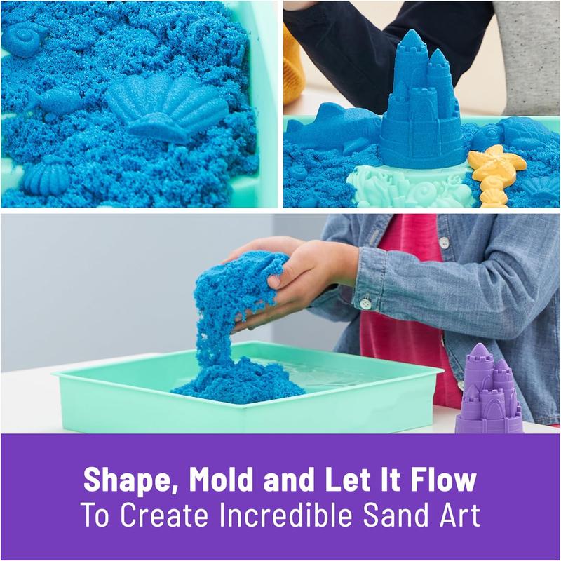 Kinetic Sand Sandbox Set, 1lb Play Sand, Sandbox Storage, 4 Molds and Tools, Sensory Toys