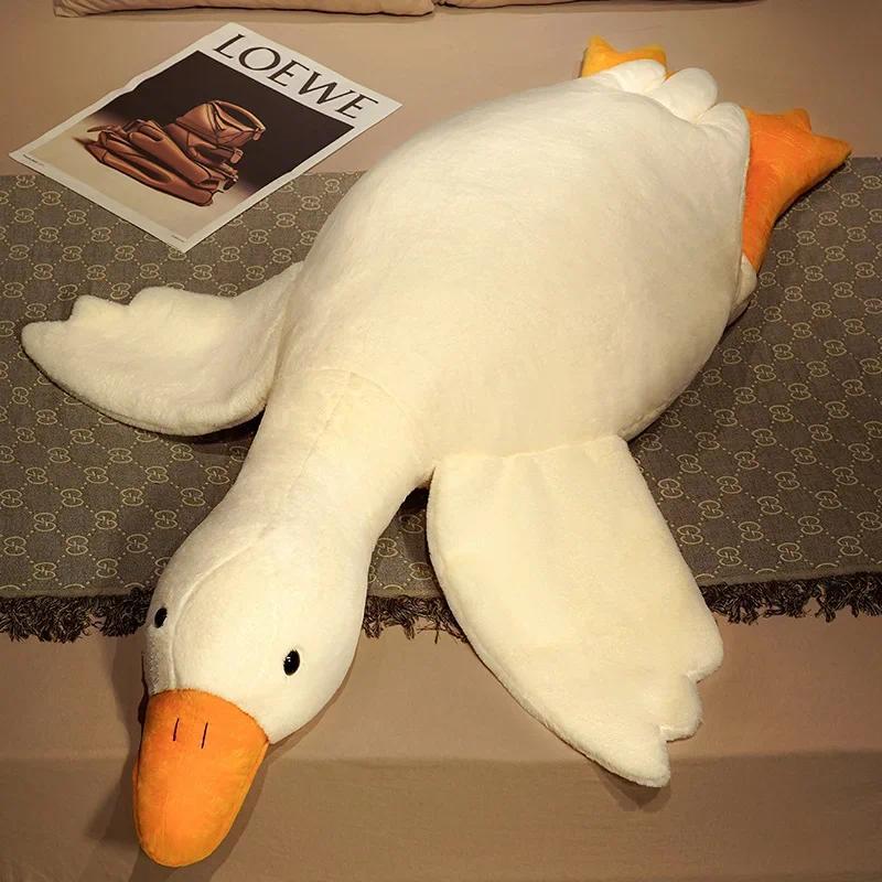 Gaint White Goose Plush Super Soft Goose Animals Plushie Huging Pillow Yellow Duck Peluche Birthday