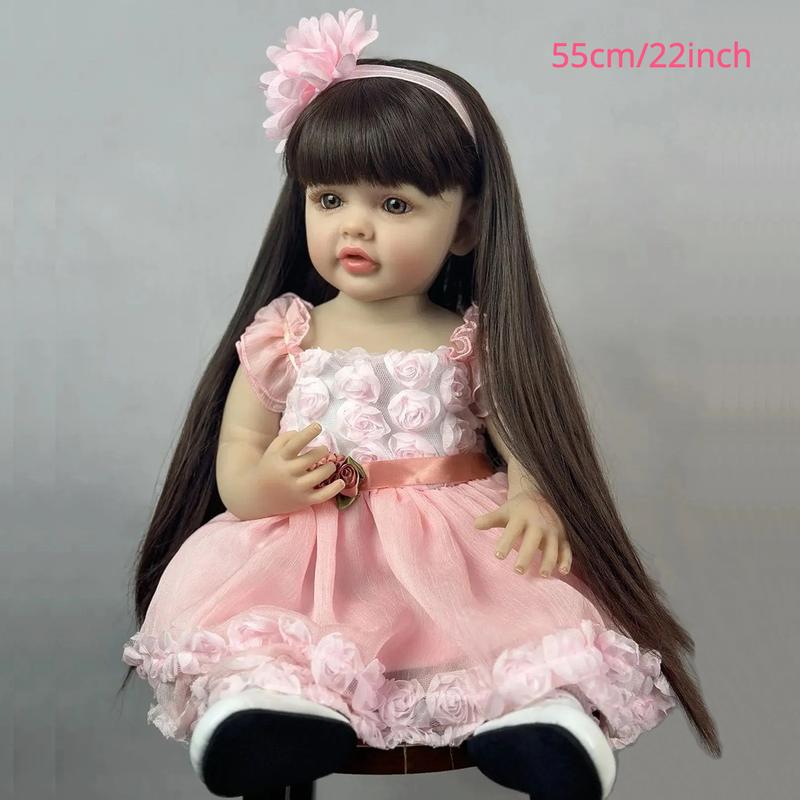 55cm Full Body Soft Silicone Doll, 22in Princess Newborn Lifelike Art Toy, Christmas Gift