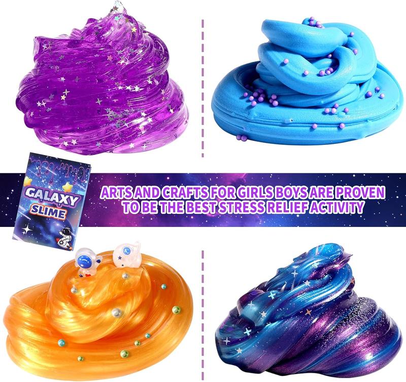 Mini Galaxy Slime Kit: Glow-in-the-Dark Stickers, Butter & Glitter Slime DIY – Stress Relief Toy & Party Favor for Kids Ages 6-12, Perfect Christmas Gift for Boys & Girls