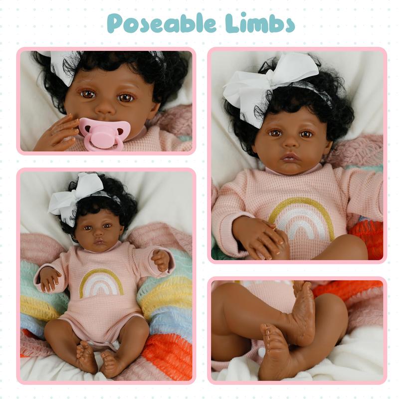 Black Baby Magic Reborn Destiny Doll w Accessories, 6 Piece Gift Set, Soft Body, 17 Inch Newborn, Realistic, Curly Natural Hair, Black African American Girl (Zuri)