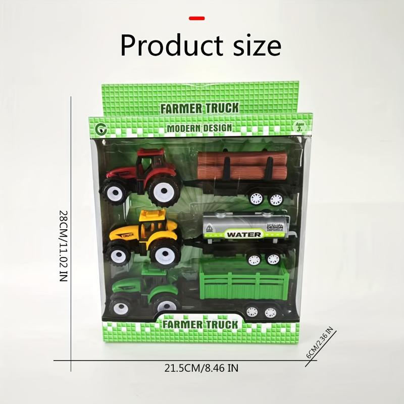 3-in-1 Tractor Combination Set Simulation Toy Car Model with Gift Box Packaging