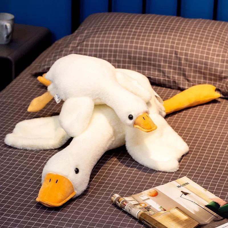 Gaint White Goose Plush Super Soft Goose Animals Plushie Huging Pillow Yellow Duck Peluche Birthday