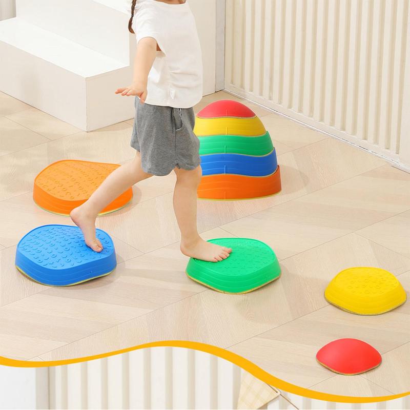 Colorful Balance Training Stepping Stone, 5 Counts set Non-slip Textured Surface & Edged Design Balance Board, Indoor & Outdoor Obstacle Course Toy