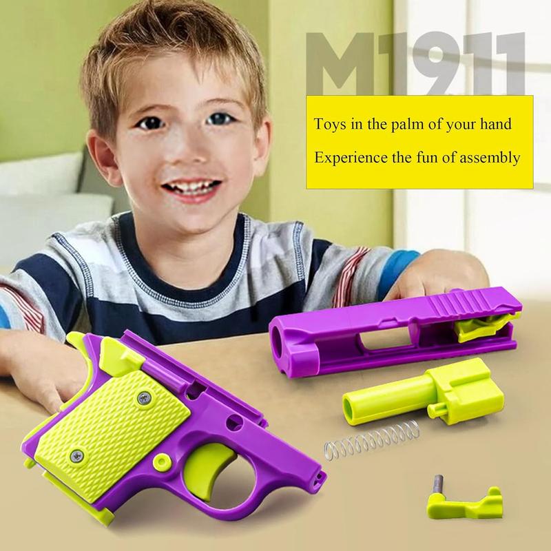 Fidget Pistol Toys for Adults, 3D Printed Mini 1911 Small Pistol Toys,A Stress-Relieving Toy Suitable for Relieving ADHD and Anxiety, The Best Gift for Friends (Purple Green+red Yellow)