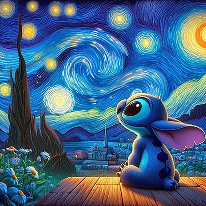 Cartoon Stitch Pattern DIY Diamond Arts Colorful Painting Kit without Frame, DIY 5D Diamond Arts Colorful Painting for Bedroom Home Wall Decor