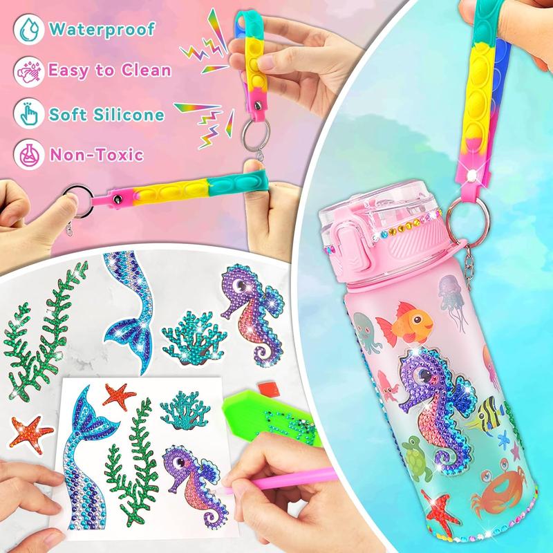 EDsportshouse Decorate Your Own Water Bottle Kits for Girls Age 4-6-8-10,Unicorn Painting Crafts,Fun Arts and Crafts Gifts Toys for Girls Birthday Christmas(Unicorn)