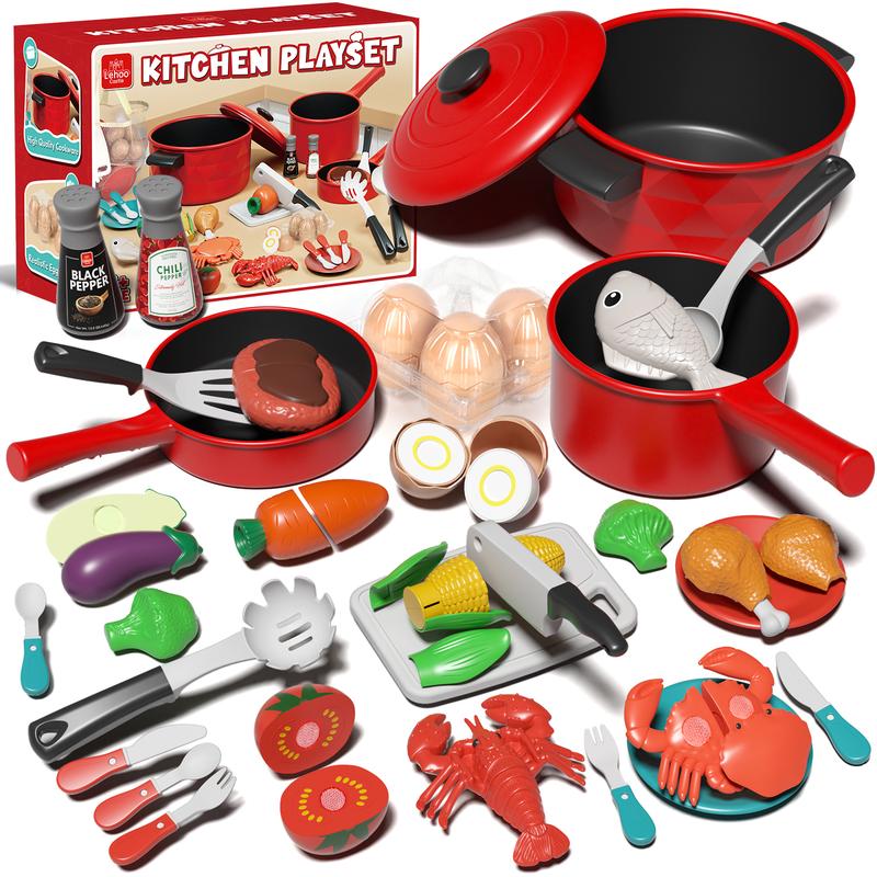 Play Kitchen Accessories for Kids, Play Food Sets for Kids，Kitchen Playset with Pots and Pans Set，Preschool Learning Education Toys，Kitchen Playset，Pretend Cooking Play, Kithchen Cooking Toy, Back to School Gifts playset