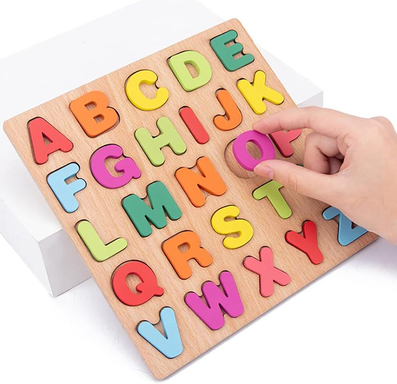 Wooden Puzzles for Toddlers, 3pack Alphabet Shape Puzzles for Kids 3 Wooden Montessori Toddler Puzzles Wooden Alphabet Number Shape Puzzles for Kids 3 Years Old Boys & Girls