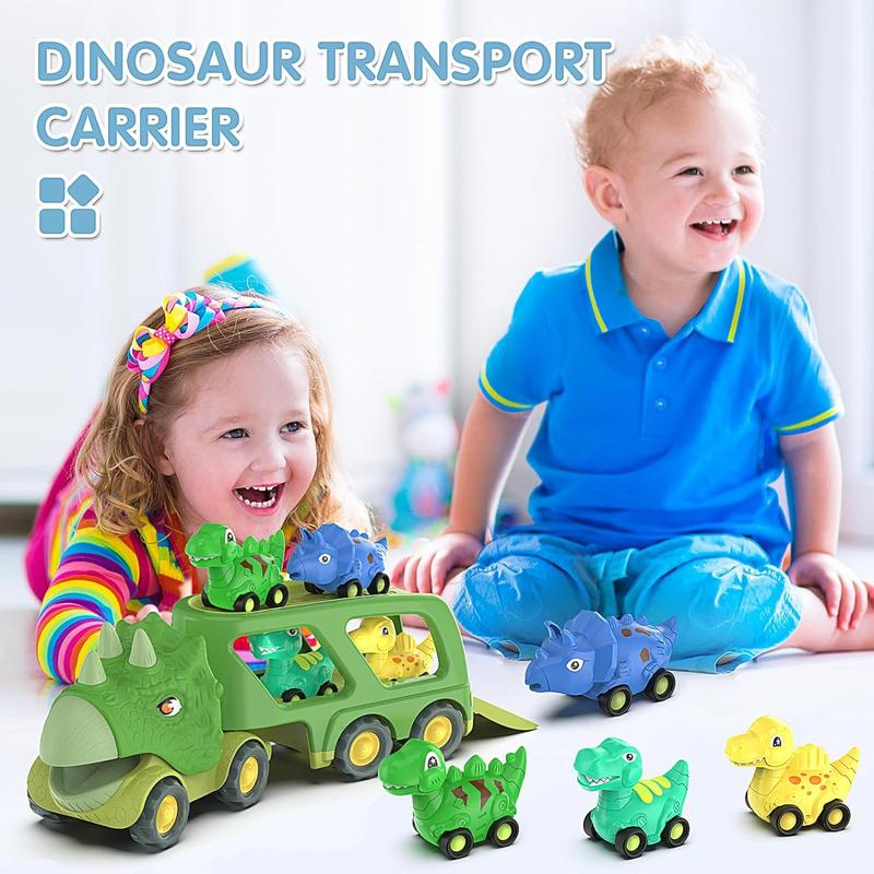 Dinosaur Toys for Kids 3-5 Years Old,Dinosaur Transport Carrier Truck with 4 Pack Small Pull Back Dino Car,Dinosaur Transport Truck Toys for 2 Year Old boy Christmas Birthday Gift