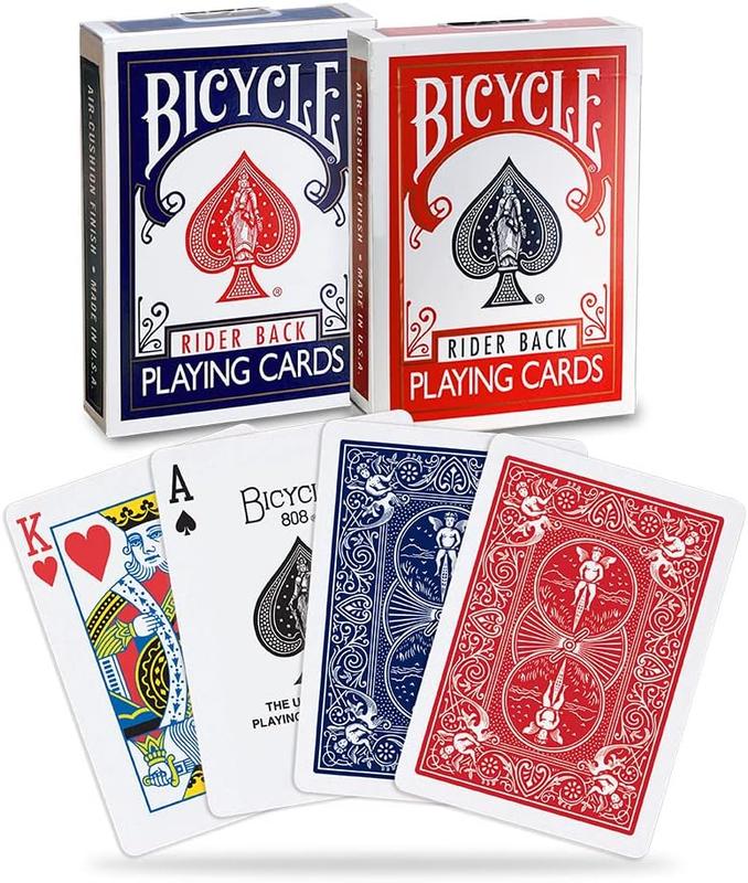 Bicycle Rider Back Playing Cards, Standard Index, Poker Cards, Premium Playing Cards, Red & Blue, 2 Count (Pack of 1)