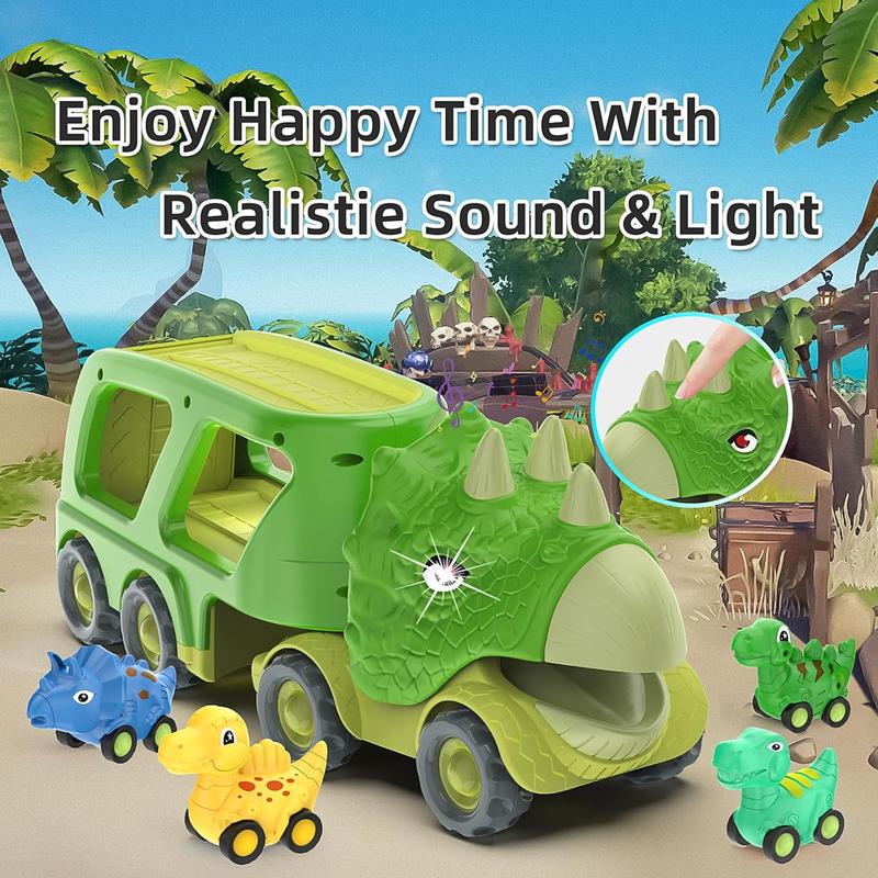 Dinosaur Toys for Kids 3-5 Years Old,Dinosaur Transport Carrier Truck with 4 Pack Small Pull Back Dino Car,Dinosaur Transport Truck Toys for 2 Year Old boy Christmas Birthday Gift