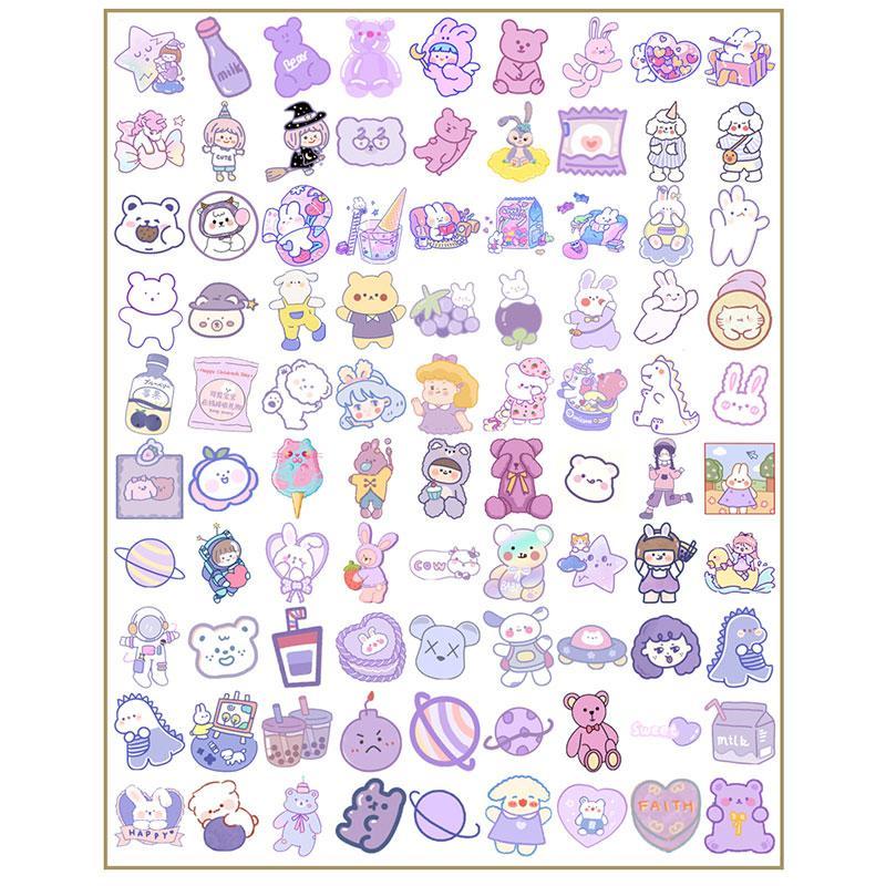 90pcs Cute Cartoon Sticker, Scrapbooking & Journal Making Material Paper, DIY Decorative Sticker For Stationery Computer Water Bottle