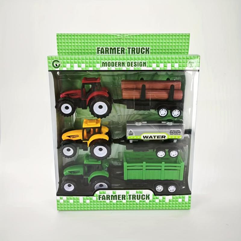 3-in-1 Tractor Combination Set Simulation Toy Car Model with Gift Box Packaging