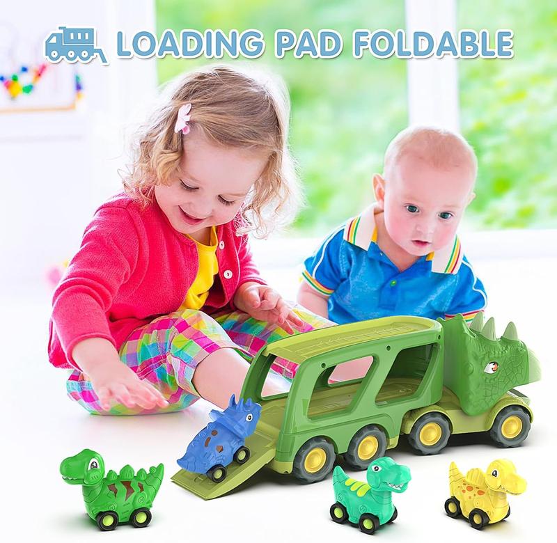 Dinosaur Toys for Kids 3-5 Years Old,Dinosaur Transport Carrier Truck with 4 Pack Small Pull Back Dino Car,Dinosaur Transport Truck Toys for 2 Year Old boy Christmas Birthday Gift