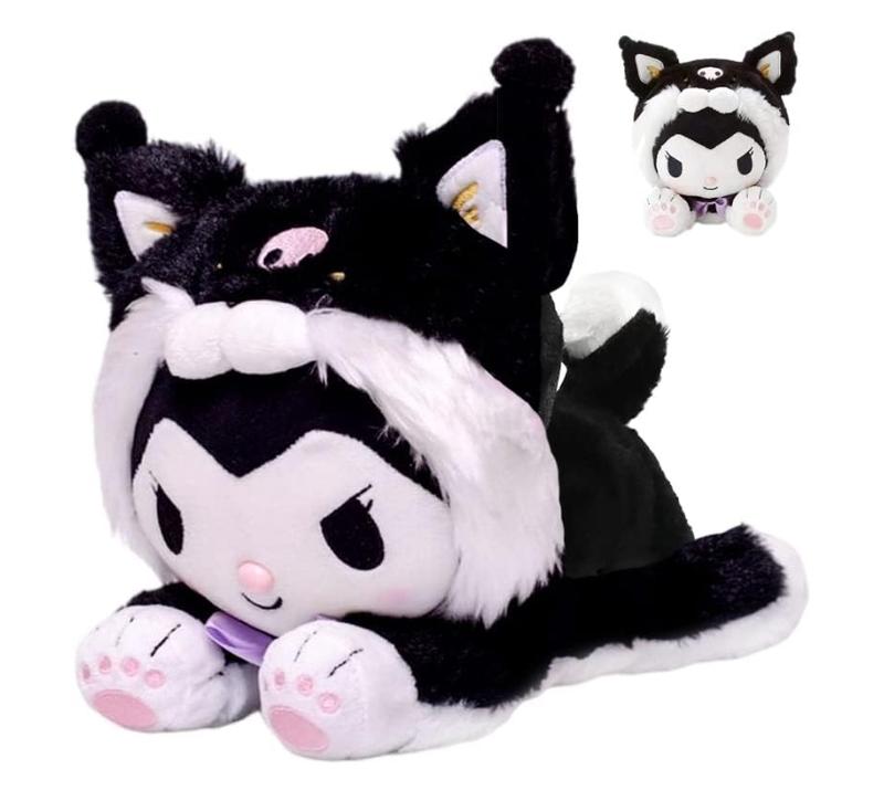 Kawaii Plush Toy, Lovely Kitty My Melo Cinnamon Anime Plush, Super Cute Dog Stuffed Animal Pillow Doll, Perfect Cartoon Figure Theme Party Favor for Girls Boys Children Fans Birthday (Black Kuro)