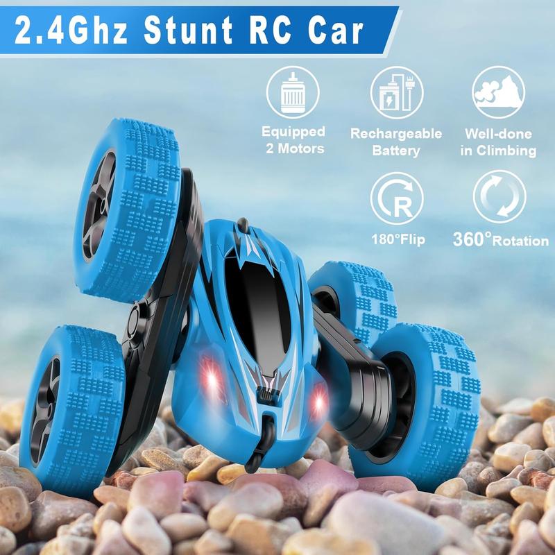 Remote Control Car, RC Cars Toys for Ages 5-7, 2.4GHz 4WD Fast RC Car Kids Toys for Ages 8-13, Double Sided 360 Rotating Monster Truck Toys for Girls RC Truck Toy Cars for Boys