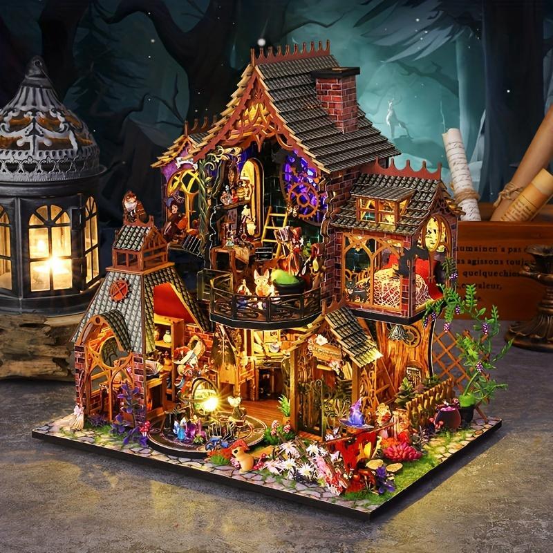 3D Wooden Puzzle, DIY Book Nook Kit, Magic Forest Elf House Model Kit, 3D Desktop Decoration Ornament, DIY Model Kit for Bookshelf Decoration, Stocking Fillers Gift, Christmas, Christmas Gift