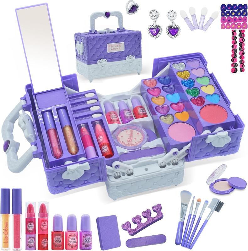 Christmas Makeup Kit for Girl - Makeup Kit Toys for Girls Washable Real Make-up Kit Toy for Little Girls, Toddler Make up & Non-Toxic Cosmetic Set