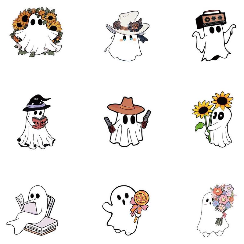 Ghost Series Sticker, 50pcs set Cute Ghost Patterned Decorative Sticker, DIY Decals for Water Bottle, Laptop, Phone Case, Scrapbooking, Journal Making, Home Decor 2025