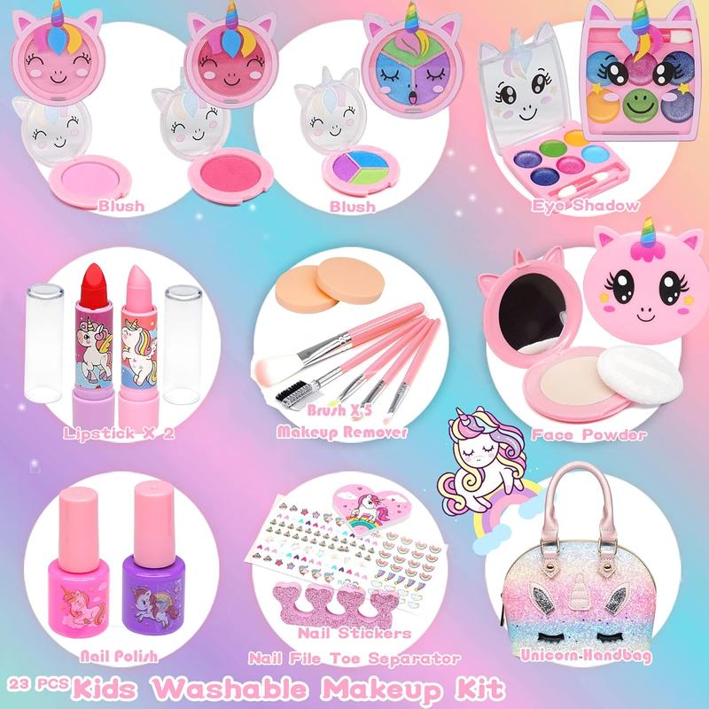 Christmas Makeup Kit for Girl - Makeup Kit Toys for Girls Washable Real Make-up Kit Toy for Little Girls, Toddler Make up & Non-Toxic Cosmetic Set