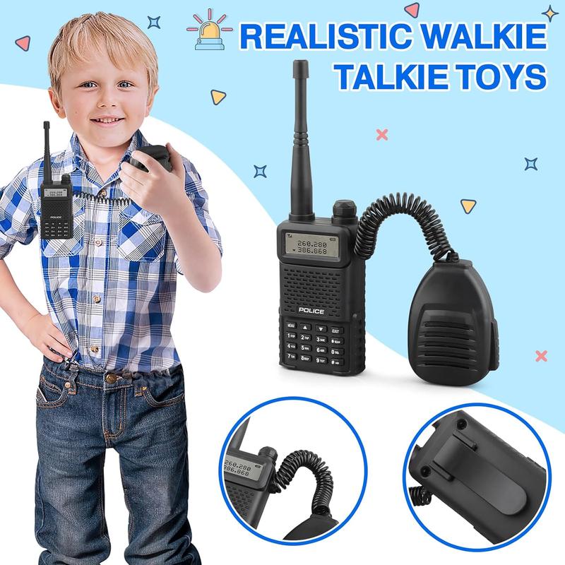 Christmas Police Toys, Police Pretend Play Toys for Dress Up, Role Play Set with Police Accessories, Handcuffs, Warning Light, Police Badge, Birthday Halloween Christmas Gifts for Kids Boys Girls