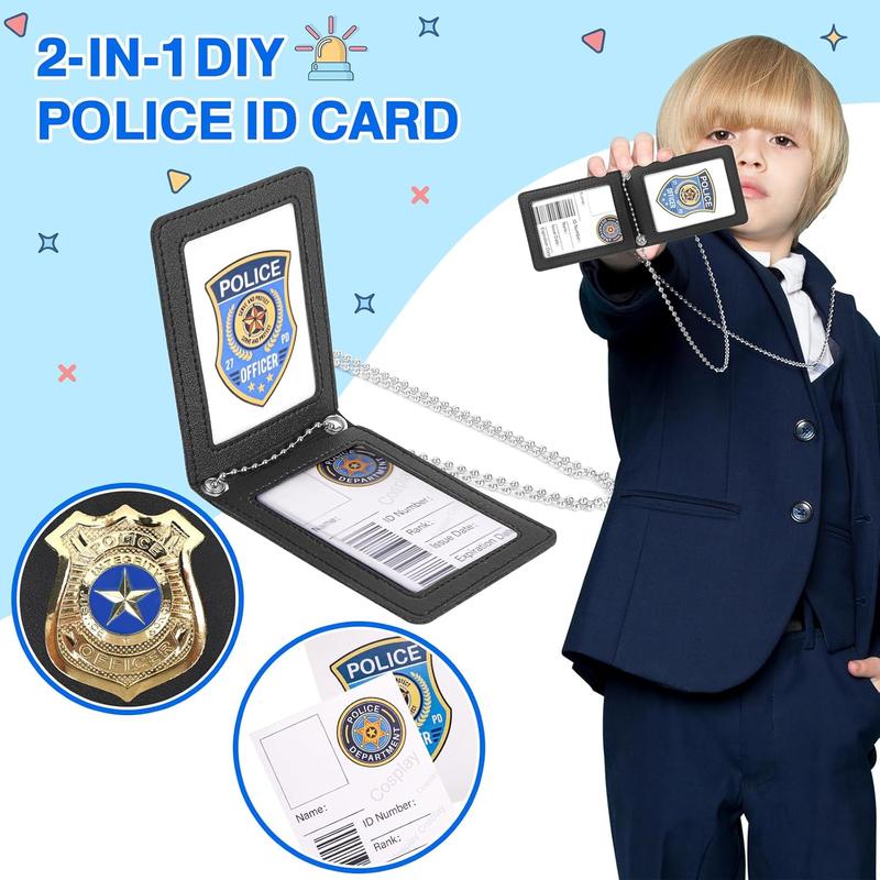 Christmas Police Toys, Police Pretend Play Toys for Dress Up, Role Play Set with Police Accessories, Handcuffs, Warning Light, Police Badge, Birthday Halloween Christmas Gifts for Kids Boys Girls