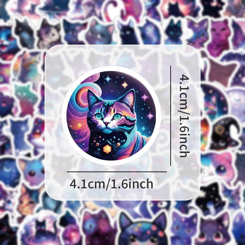 Starry Sky Cat Series Sticker, 102pcs set Waterproof Self Adhesive Decor Paper, DIY Decor Sticker for Gift Greeting Card Water Bottle Laptop Phone