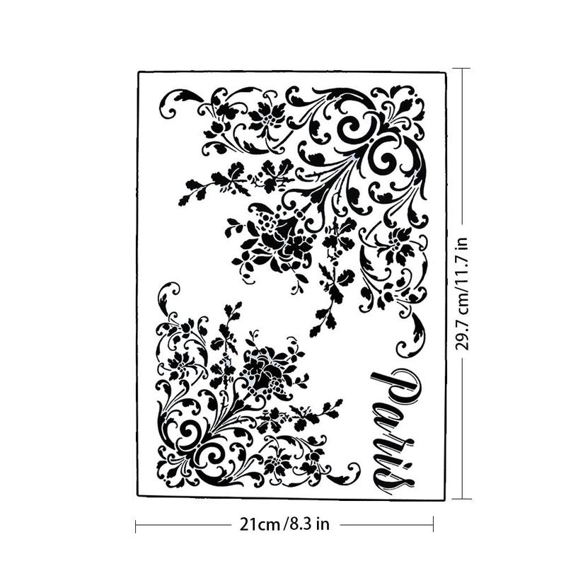 A4 Size Decorative Reusable Flower Stencil Template, Hollow out Flower Pattern DIY Hand Account Template for Painting