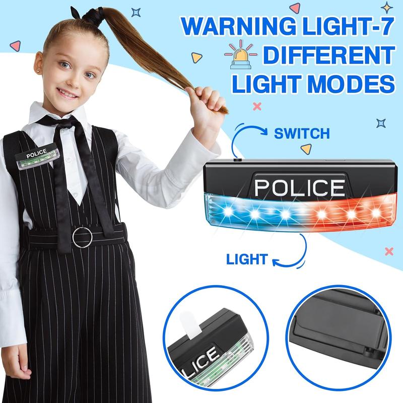 Christmas Police Toys, Police Pretend Play Toys for Dress Up, Role Play Set with Police Accessories, Handcuffs, Warning Light, Police Badge, Birthday Halloween Christmas Gifts for Kids Boys Girls