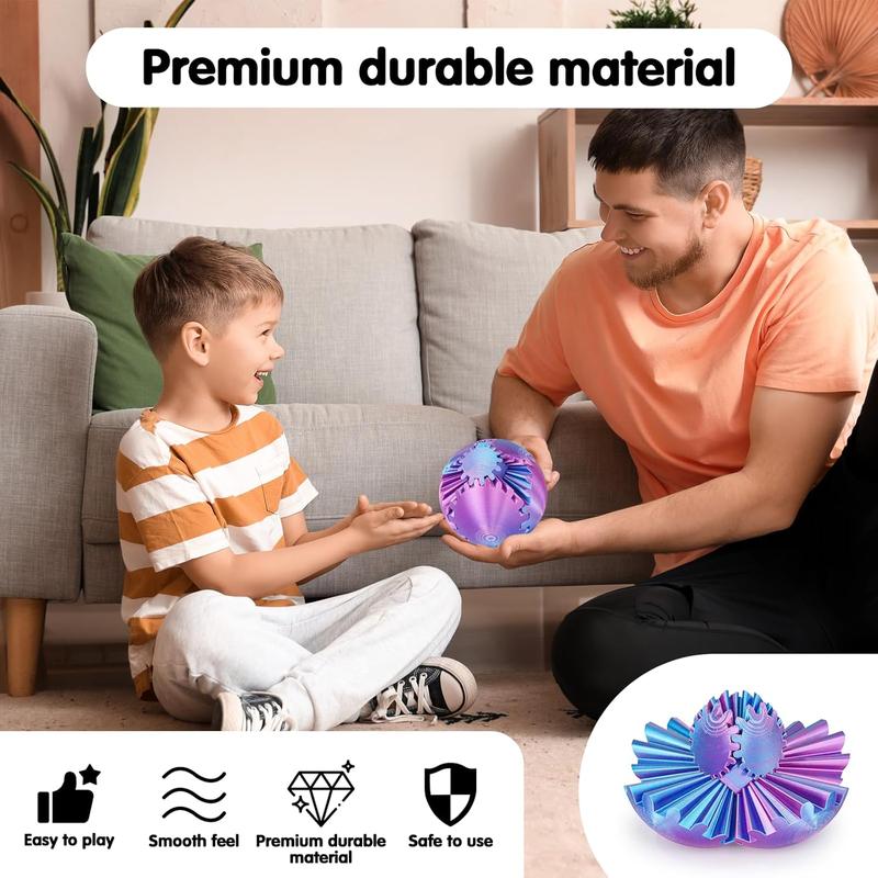 Gear Ball 3D Printed Spin Ball or Cube Fidget Toy,Gear Sphere Fidget Toy,Fidget Ball Gear Toy for Stress and Anxiety Relief, Stress Ball GearSphere Desk Toy for Adults & Kids(Purple Blue, 3.1 Inch)