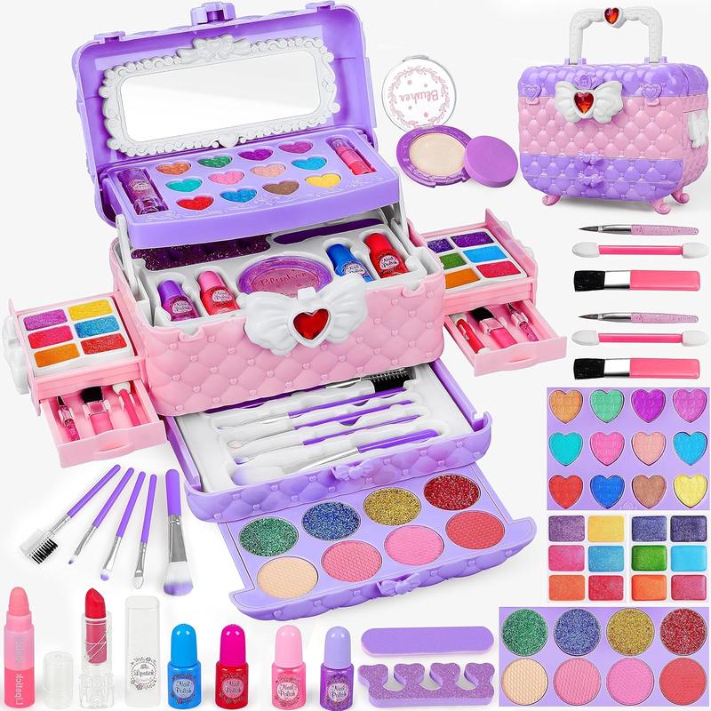 Christmas Makeup Kit for Girl - Makeup Kit Toys for Girls Washable Real Make-up Kit Toy for Little Girls, Toddler Make up & Non-Toxic Cosmetic Set