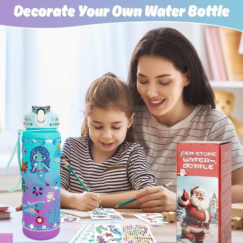 Christmas gift Decorate Your Own Water Bottle Kits for Girls Age 4-10, Mermaid Gem Diamond Painting Crafts, Arts and Crafts Kits Girls Kids Toys Birthday Gifts for Girls Age 4 5 6 7 8-13