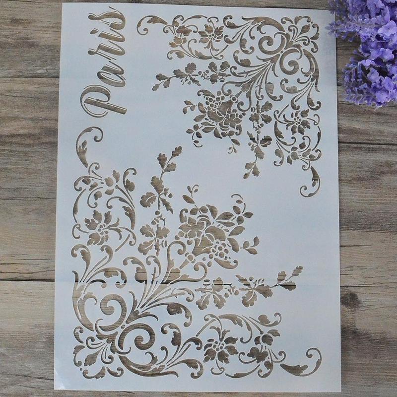 A4 Size Decorative Reusable Flower Stencil Template, Hollow out Flower Pattern DIY Hand Account Template for Painting